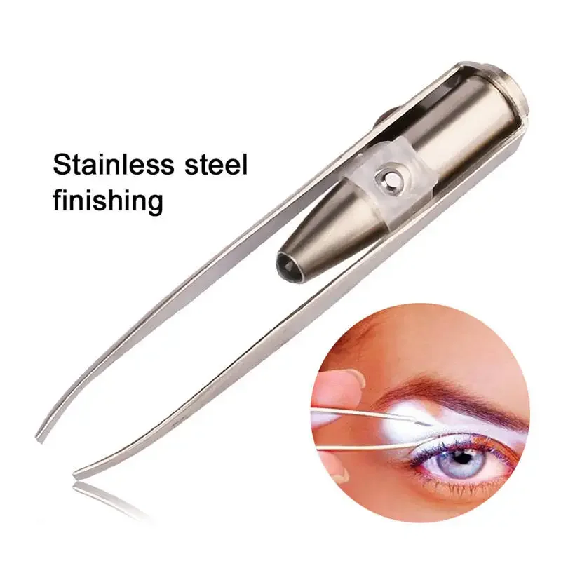 Eyelash Extension Led - 1/3Pcs Led Eyebrow Tweezers Stainless Steel
