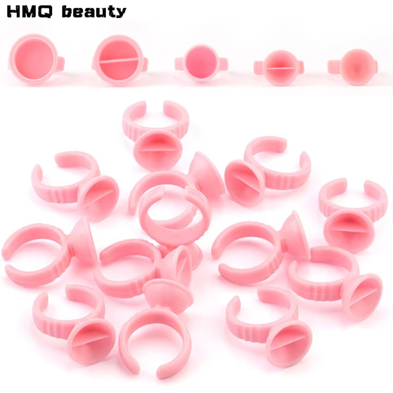 Eyelash Extension Guide - 100pcs Disposable Glue Rings Plastic Permanent